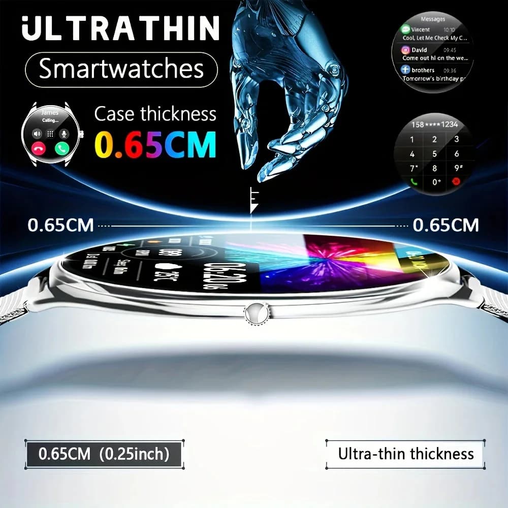 Nuovo Smartwatch Ultra Sottile 2026 per Uomo, Display AMOLED da 1,43", Chiamate Bluetooth, Monitoraggio Frequenza Cardiaca, Impermeabile, per Android e iOS