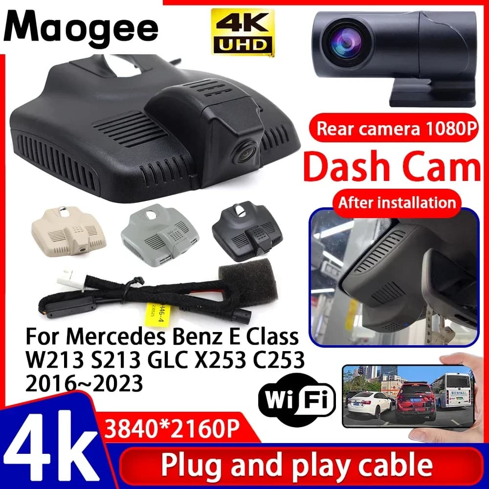 Videoregistratore 4K UHD Plug and Play, Dash Cam per Auto, Telecamera per Mercedes Benz Classe E W213 S213 GLC X253 C253 2016~2023