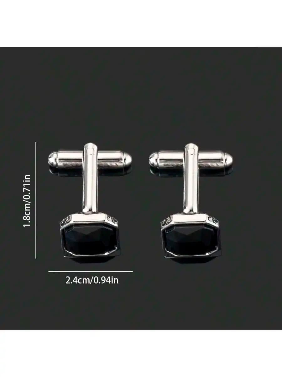 Stylish Octagonal Black Glass Cufflinks For Men Formal Casual Wear Groomsmen Wedding Father’s Day Gift