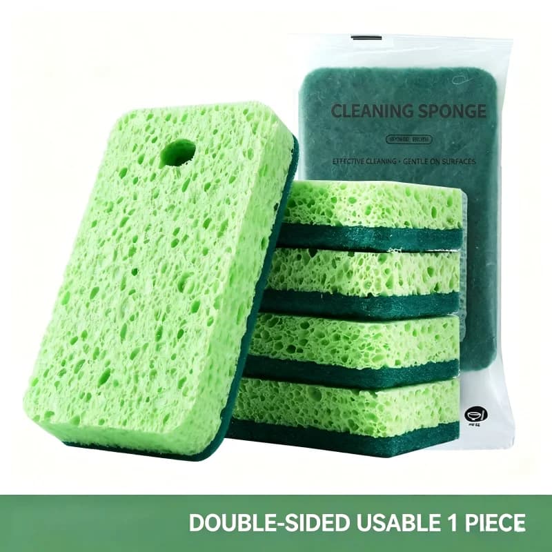 Natural Wood Pulp Cotton Cloth Dishwashing Cleaning Sponge Magic Brush Bowl Brush Pot Kitchen Cleaning Tool Scouring Pad