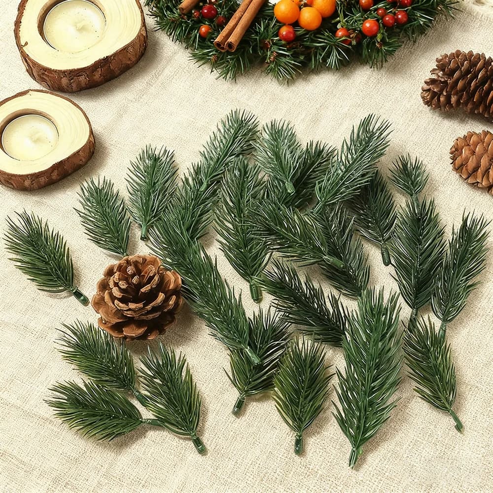 50 pieces artificial pine needles artificial plant for christmas decorations decorations for the new year's house 2026 craft garlands diy accessories gift