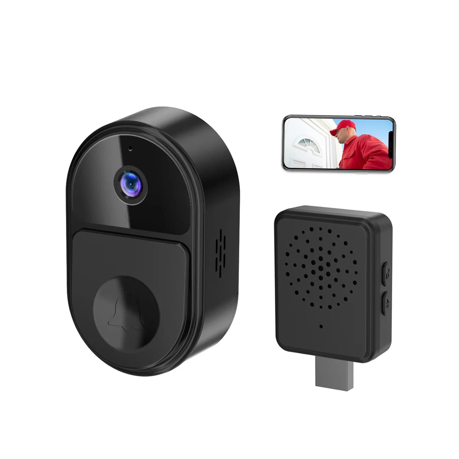 Campanello WiFi 720P con App Tuya, Basso Consumo, Alimentazione a Batteria, Spioncino Video con Visione Notturna e Sensore PIR per Sicurezza Domestica