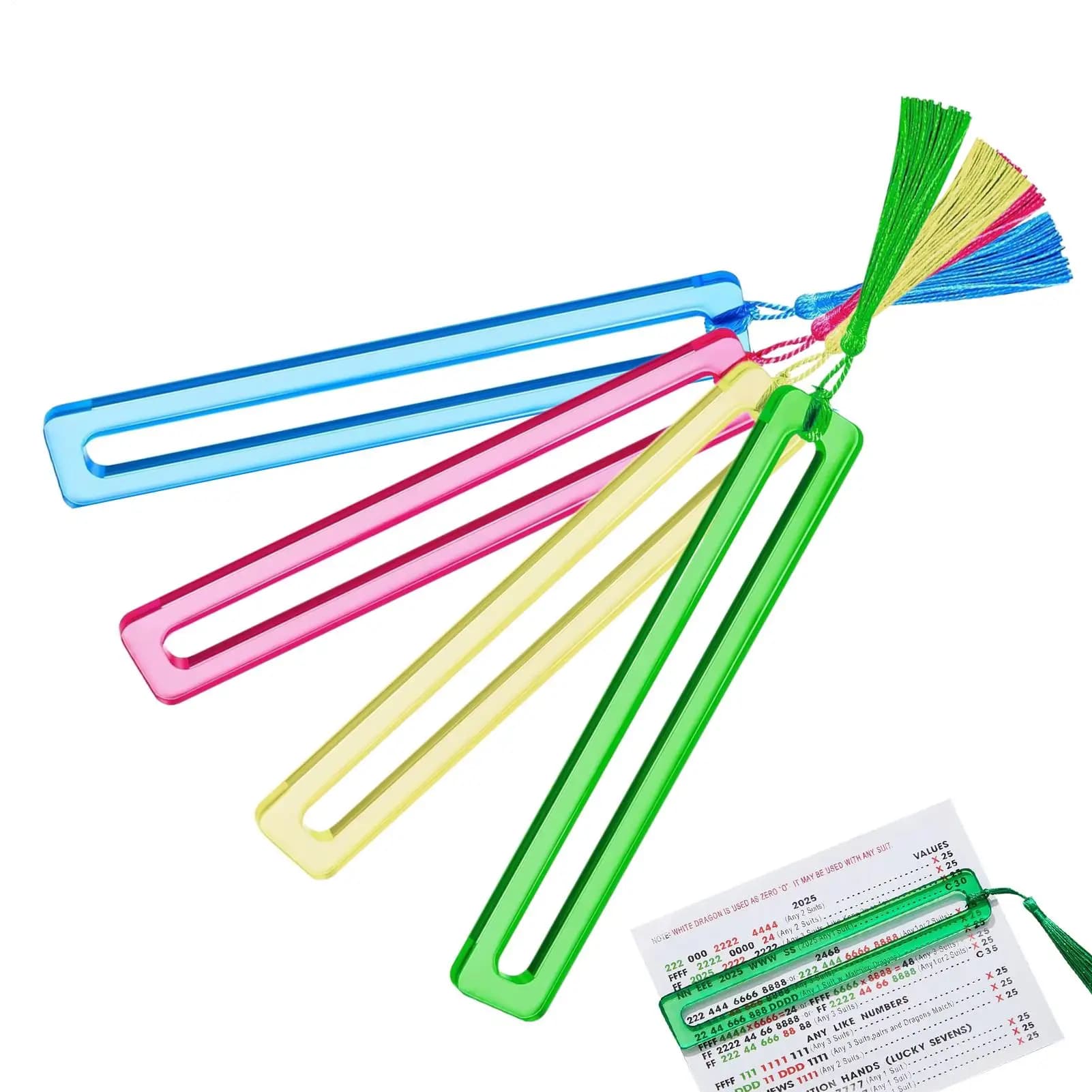 Righello Evidenziatore Strategico in Acrilico a 4 Pezzi per Carte Mahjong, per Principianti e Giocatori di Competizioni Strategiche