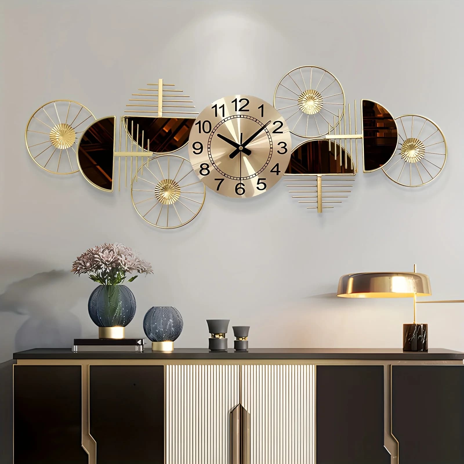 Grande Orologio da Parete in Metallo 39 X 16 Pollici - Pezzo d'Arte Decorativo 3D per Soggiorni e Camere da Letto, con Design Moderno Questo S
