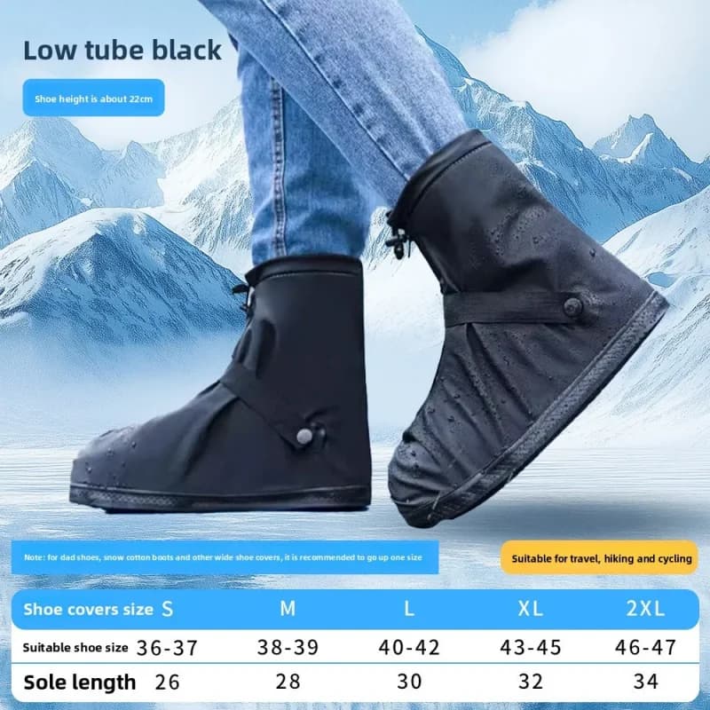 Taglia 36-47 Scarpe impermeabili riutilizzabili Copri scarponi da acqua Ciclismo Escursionismo Copriscarpe antiscivolo in pelle PU Protezioni per scarpe da pioggia e neve