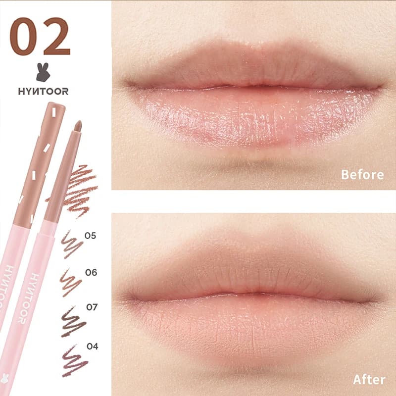 Hyntoor Matita Labbra Nude Opaca Waterproof Professional Contourno Labbra Non-stick Cup Black Goth Lip Corrector