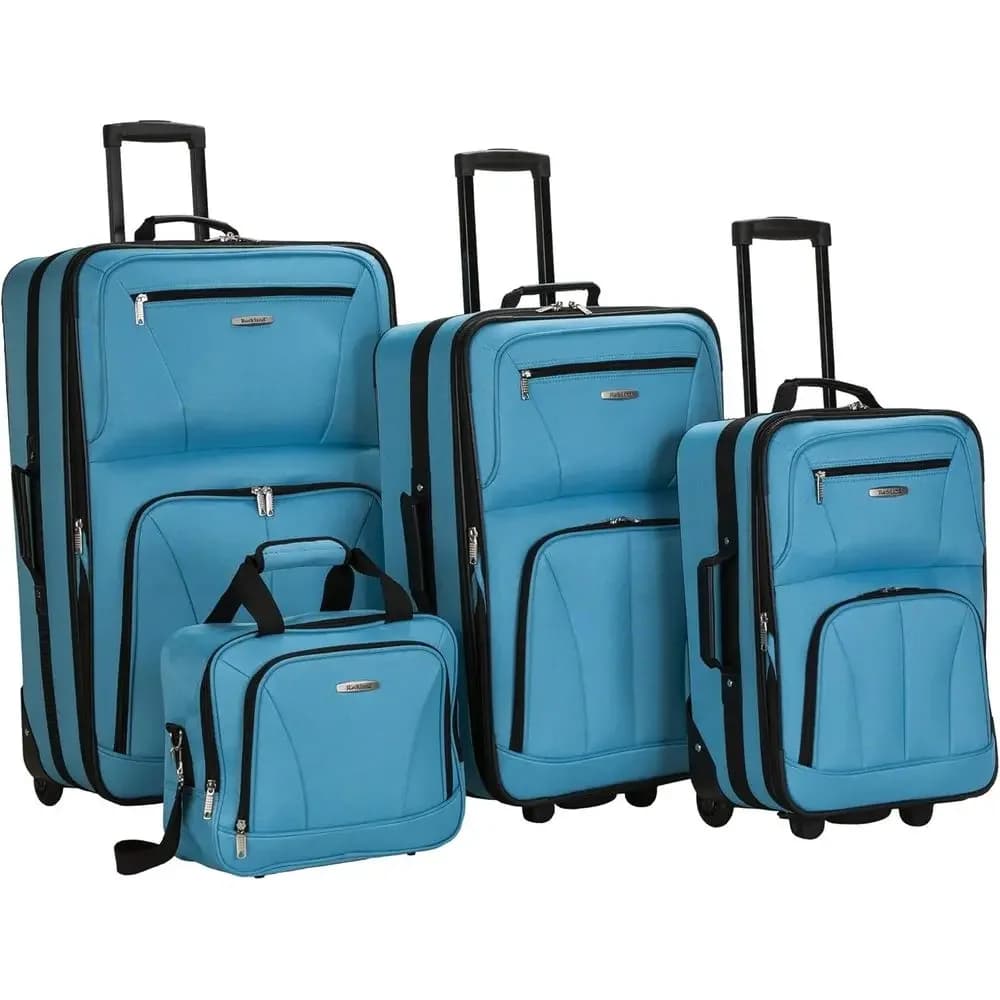 Upright Luggage Set, Expandable, Turquoise, 4-Piece (14/19/24/28)