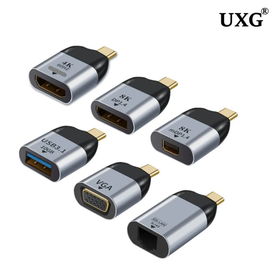 USB 3.1 tipo C a HDMI-compatibile/DP/VGAminiDP RJ45 adattatore convertitore spina proiezione 4K/8k 60Hz USB C maschio a femmina video HD