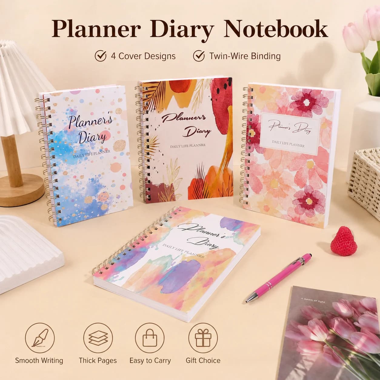 A5 Spiral Planner Notebook Daily Life Diary Twin Wire Bound Journal for School Office Study Notes and Planning