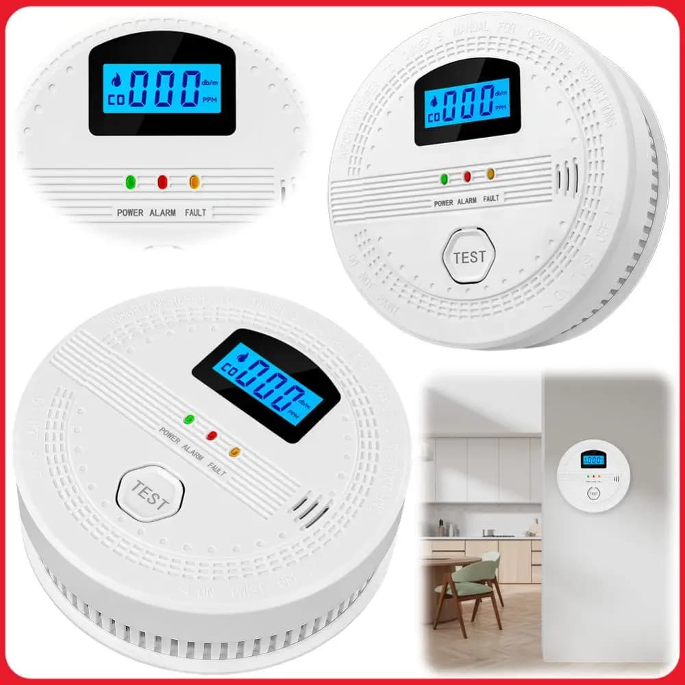 Rilevatore di CO e Fumo 2-in-1 con Allarme Sonoro e Indicatore LED, Sensore di Monossido di Carbonio a Batteria per Casa e Magazzino