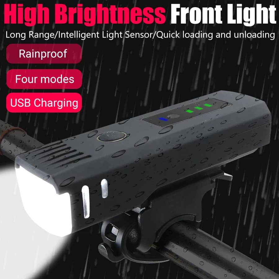 USB Rechargeable Bike Light Set 1000LM Super Bright LED Front Light with Intelligent Sensor Rear Taillight Waterproof Safety Kit
