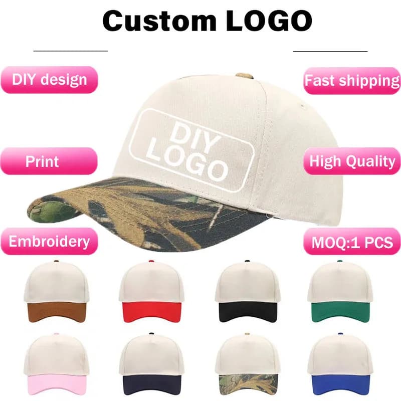 Two Tone Structured 5 Panel Baseball Cap Women Curved Bill Dad Hat Blank Plain Cotton Trucker Cap Outdoor Sun Hats for Men