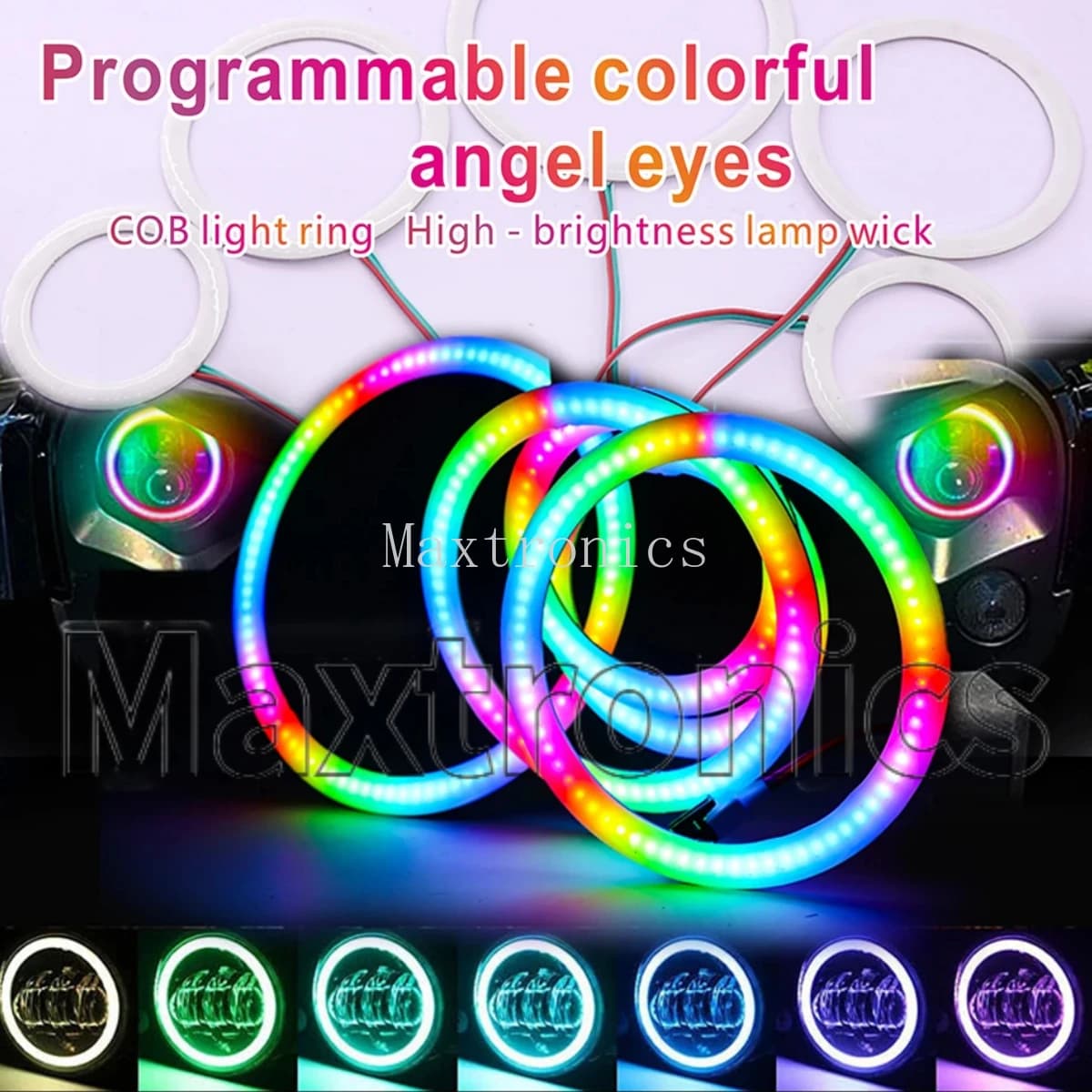 Anello LED RGB FCOB WS2812B 18/36/54/72/90 LED / Scheda Nuda 8/16/24/35/45 LED Indirizzabili Singolarmente con Controller Bluetooth APP SP611E