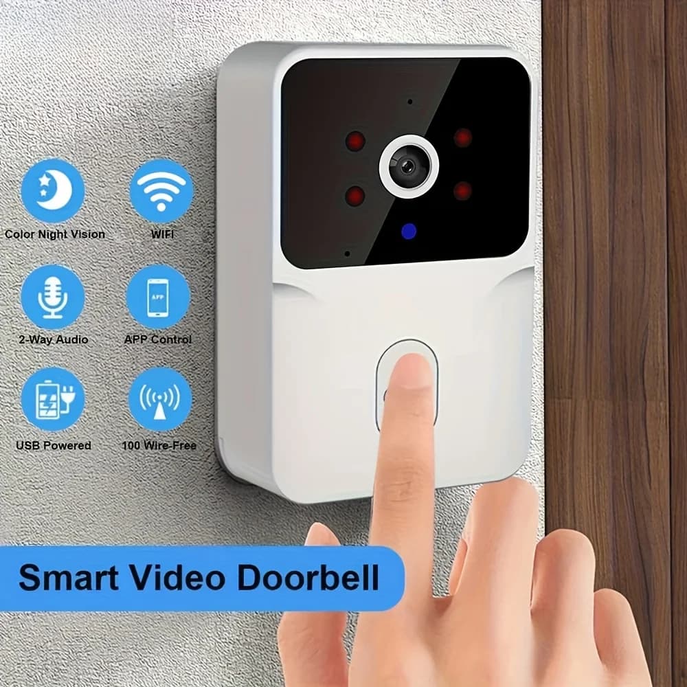 Campanello wireless con videocamera Smart HD - Visione notturna, cambio vocale, chiamate bidirezionali, foto, registrazione - Sicurezza ricaricabile WiFi