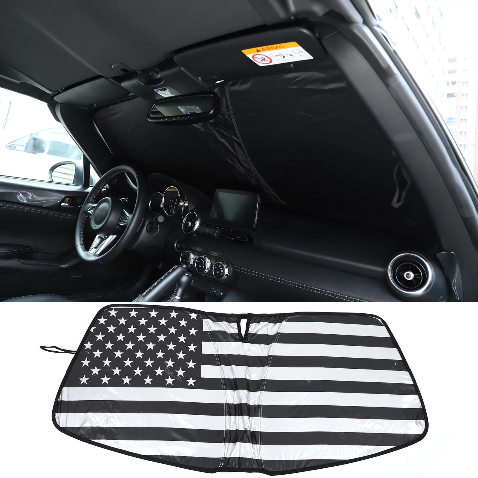 Cheya Foglio di alluminio/nastro d'argento parabrezza anteriore auto parasole anti-UV Per Mazda MX-5/Fiat 124/Abarth124 2016+ Accessori