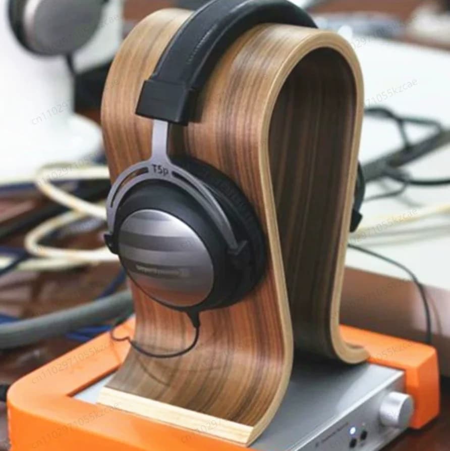Supporto per Cuffie da Scrivania in Legno di Noce - Porta Cuffie per Computer e Espositore per Cuffie da Gaming, Design Elegante e Robusto
