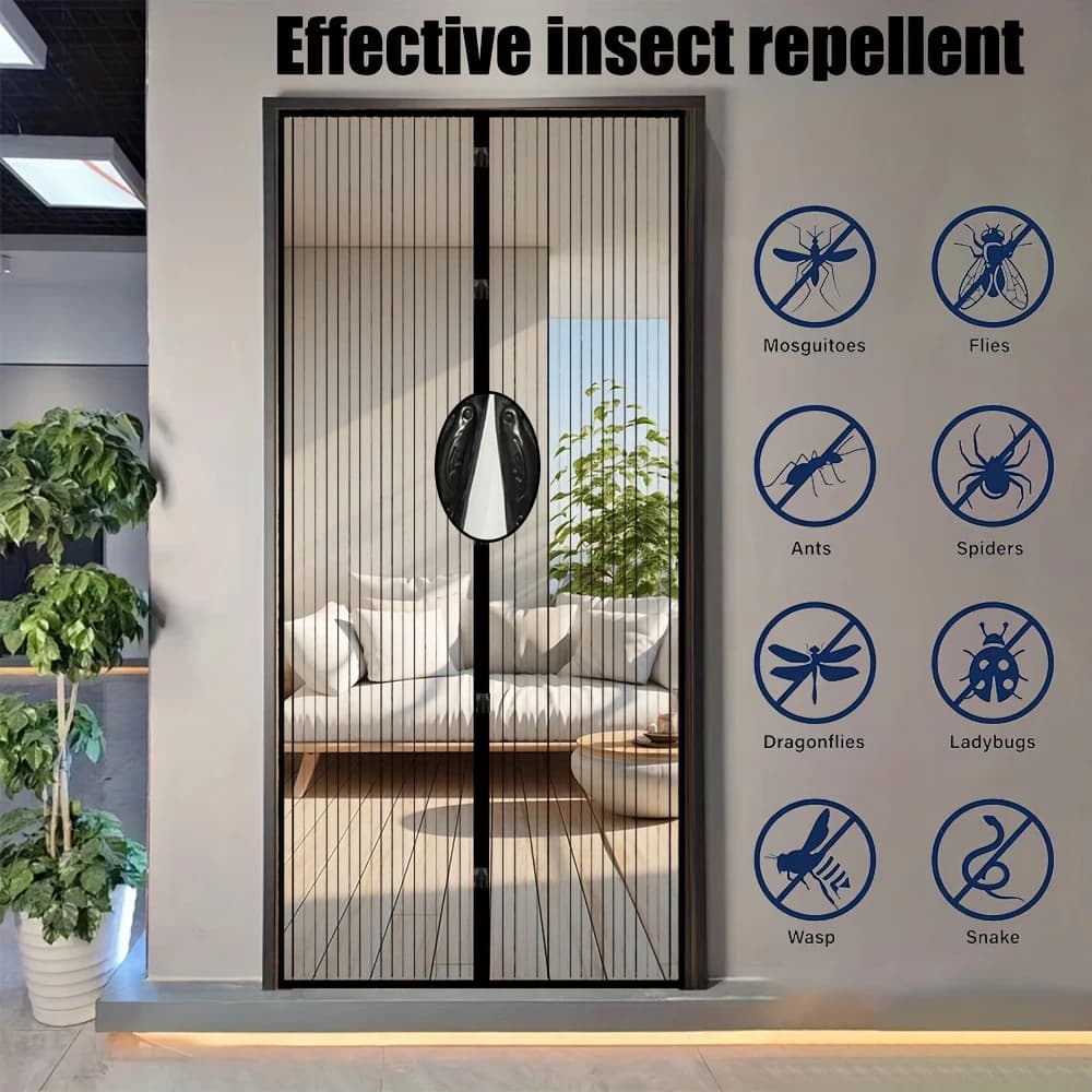 1pc Magnetic Soft Mesh Screen Door, Drill-Free Installation,Breathable Household Curtain for Bedrooms and Living Rooms in Summer