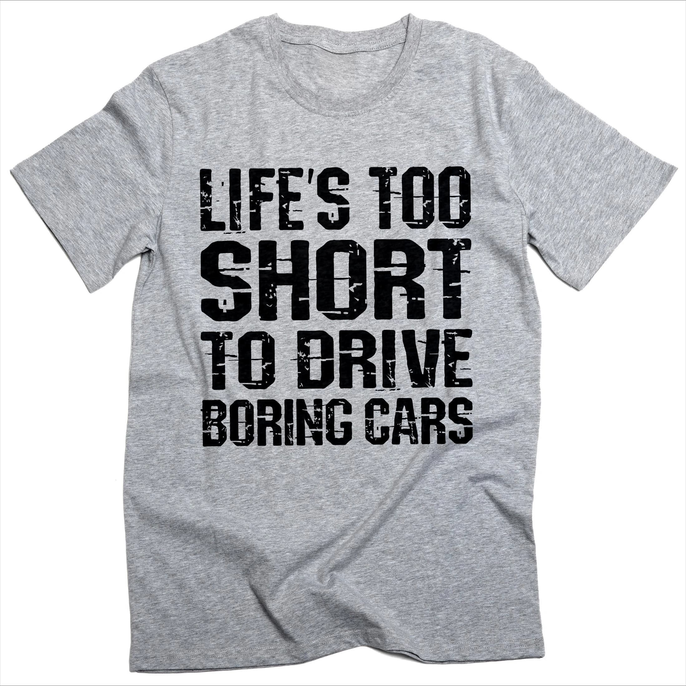 Life Is Too Short To Drive Boring Cars Summer Men's T-shirt Tracksuit Letter Print Crew Neck Short Sleeve Tops Casual Sportswear
