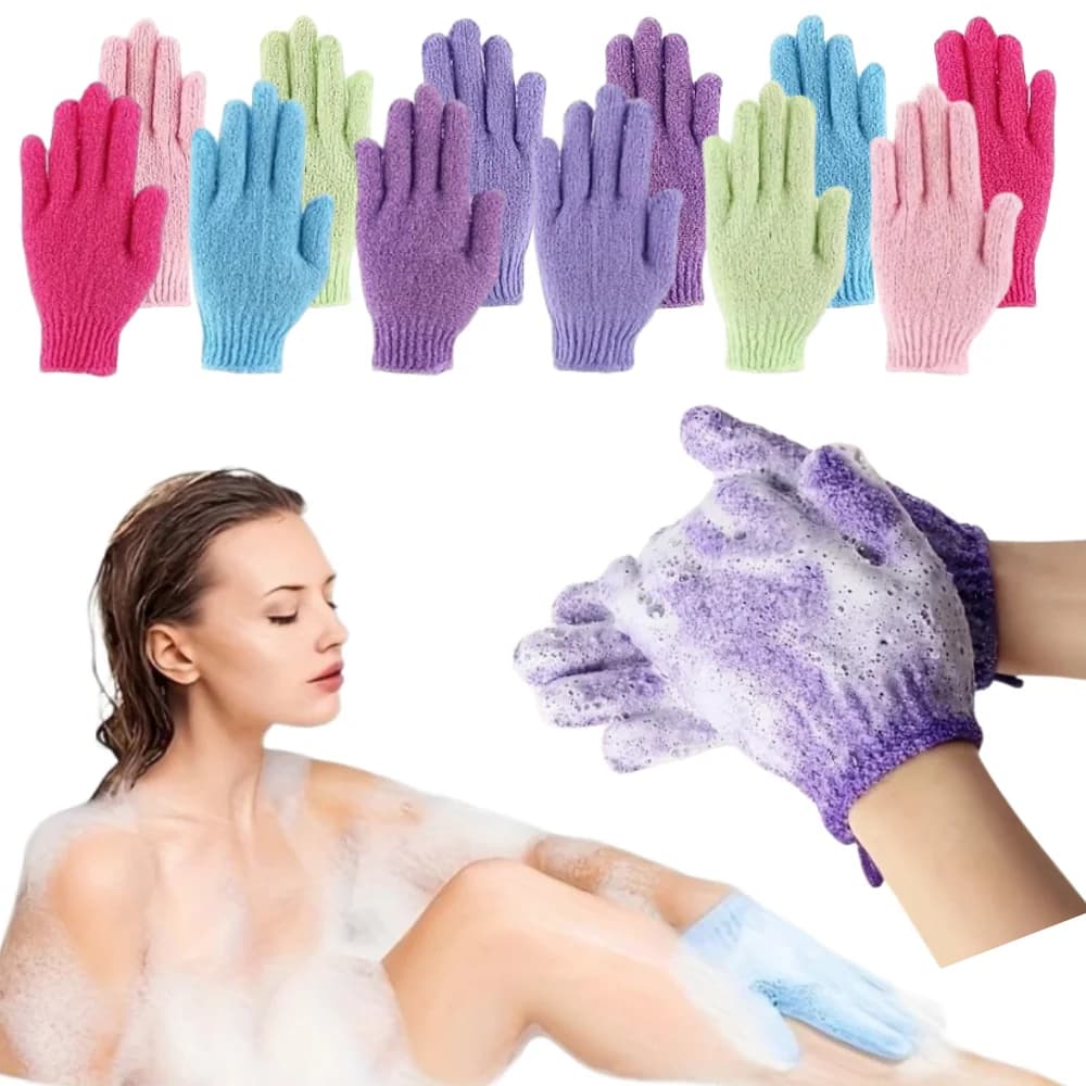 2/4pcs Guanti da doccia esfolianti Rimozione della pelle morta Panno per il viso Guanti da bagno a doppia faccia per l'addolcitore della pelle Scrub corpo Strumento di accesso