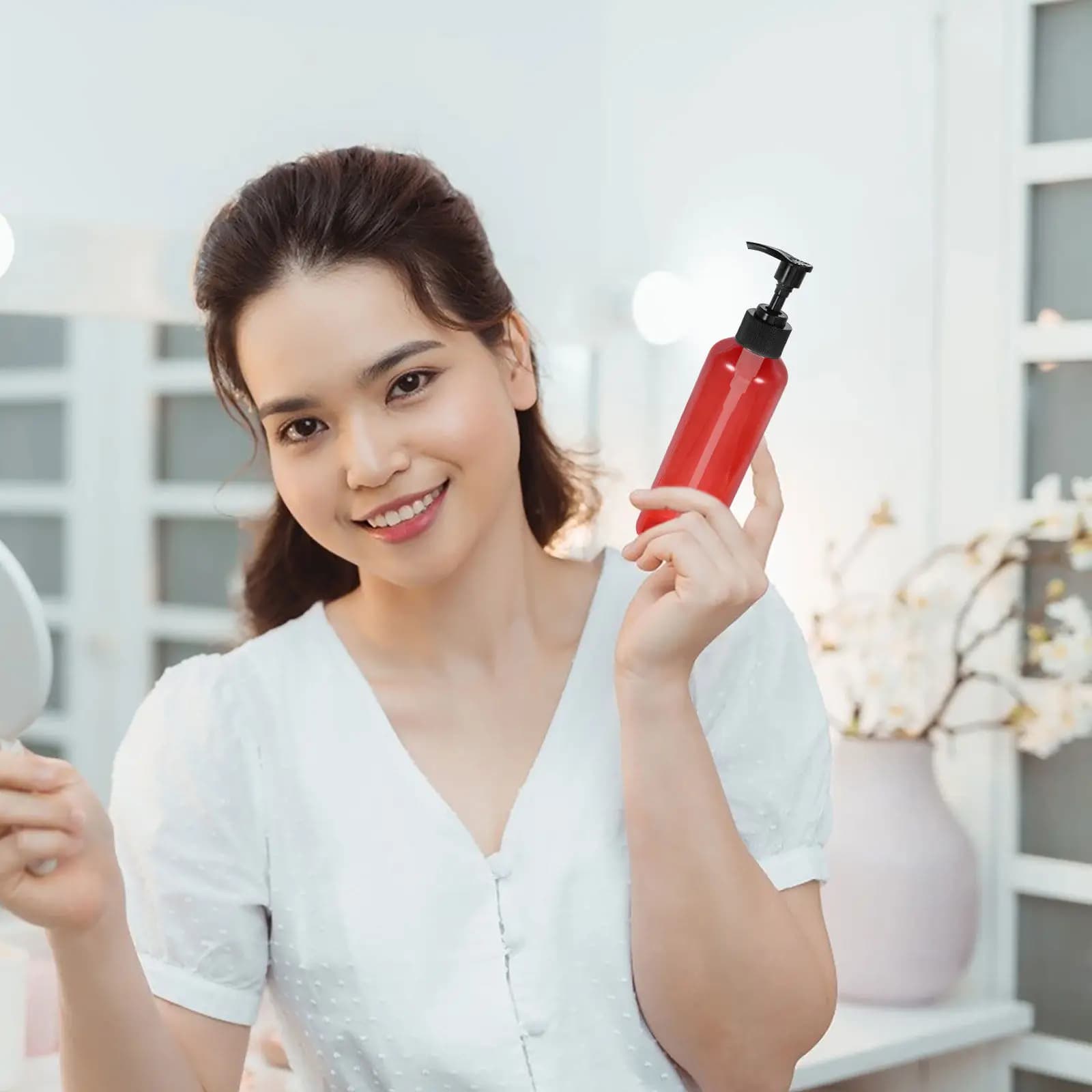 Flacone Vuoto Ricaricabile con Erogatore a Pressione per Lozioni, Fondotinta, Sieri, Oli, Gel, Cura del Viso, Skincare, da Viaggio, Portatile