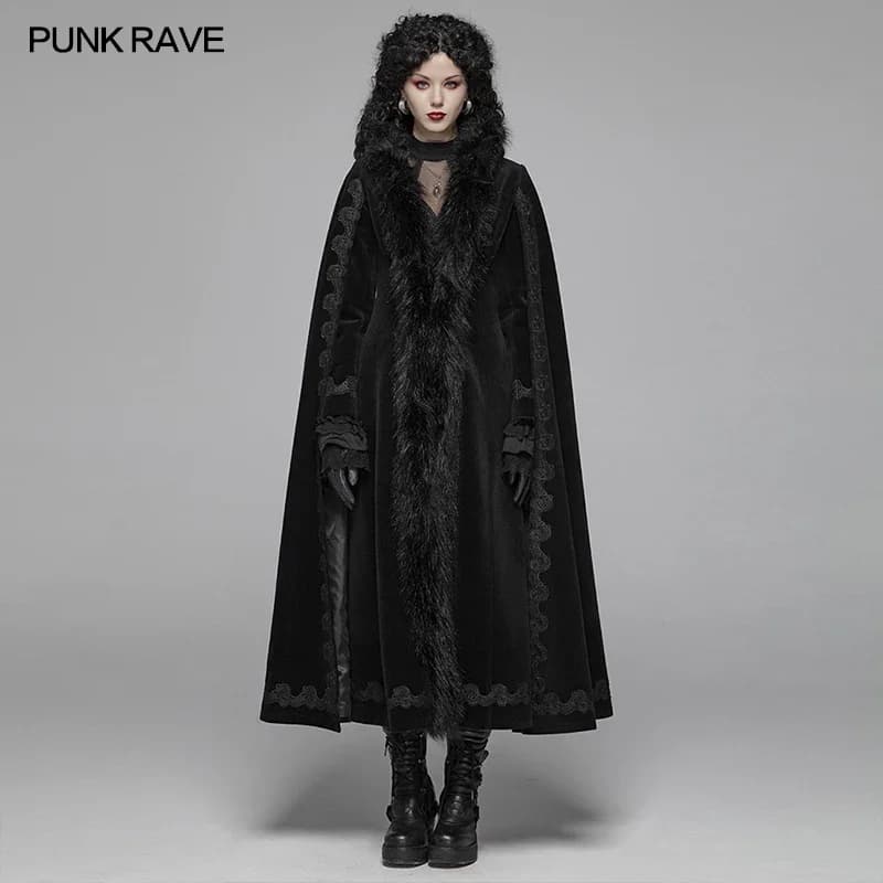 PUNK RAVE da donna gotico vintage splendido lungo trench da sera festa di Halloween performance sul palco cosplay cappotti da donna mantello