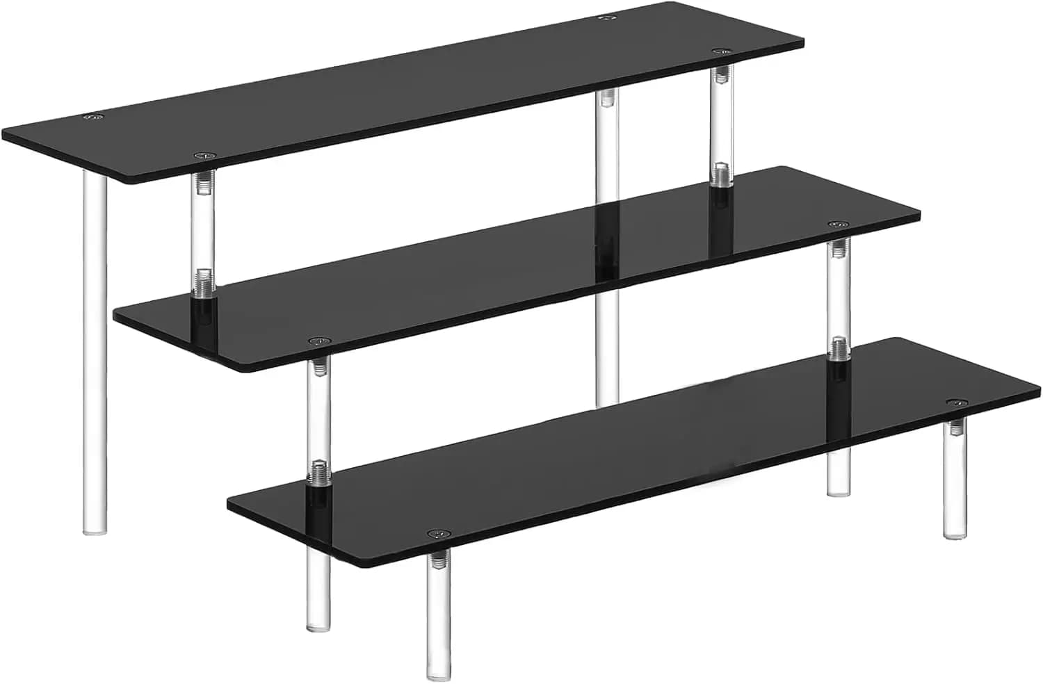 Espositore a 3 livelli per profumi, supporti espositivi in acrilico nero, scaffale per colonie, espositore per dessert per feste, supporto per figure Funko POP, scaffali per collezioni di cosmetici, porta cupcake