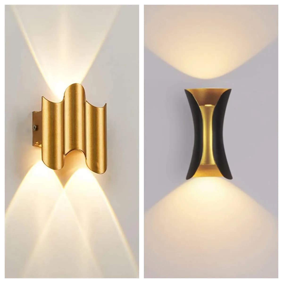 Lampada da parete a LED in alluminio con corpo dorato Lampada da parete per balcone impermeabile IP65 per portico da giardino AC110V 220V