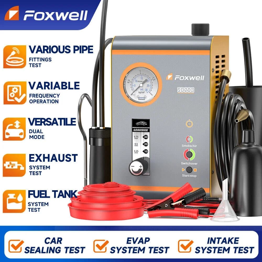 FOXWELL SD203 Automotive Smoke Machine with Integrated Air Pump, EVAP Loss Detector, Diagnostic Tool for Loss on Auto Hoses