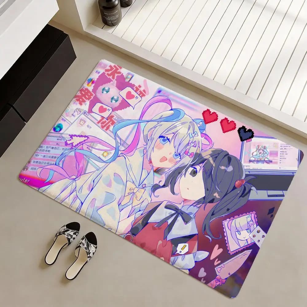 AnimeNeedy S-Streamer Overload Tappetino da pavimento in morbida flanella antiscivolo - Tappeto ispessito per soggiorno e decorazioni per la casa