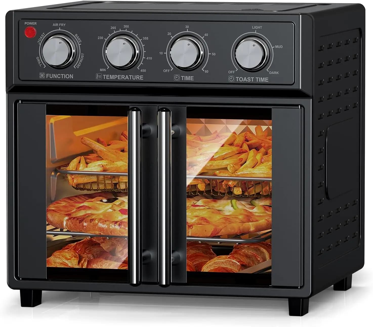 French Double-Door Air Fryer Convection Toaster Oven, 26L Large Capacity, 1700W, 7 Preset Menus, 7-in-1 Multi-Function (Bake, Ro