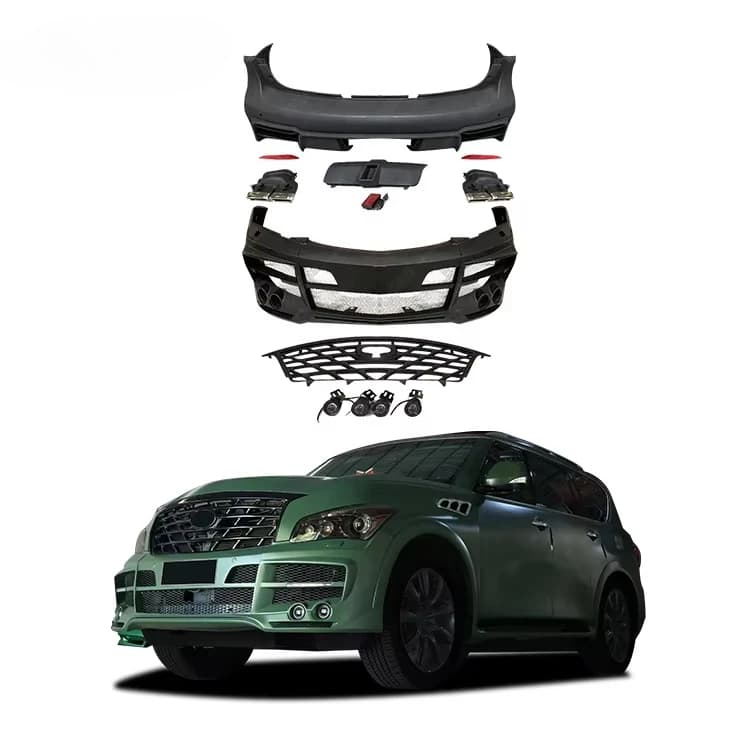 Factory Price QX56 Style pp Material Bodykit Front Bumper Rear Diffuser Body Kit for Infiniti Bodykit Bonnet Hood