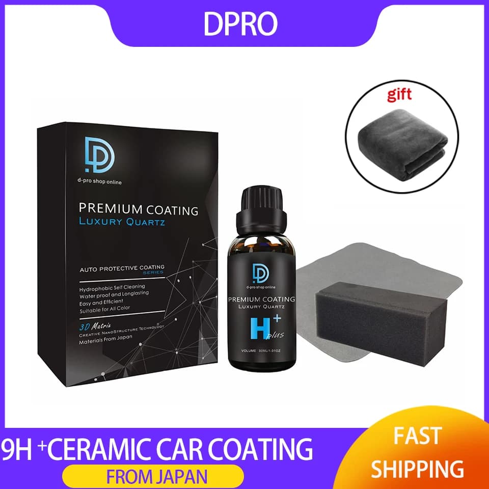 Dpro Rivestimento Ceramico per Auto 9H, Vetro Liquido Nano Ceramico, Kit di Cura della Vernice Auto, Impermeabile, Idrofobico, Antigraffio