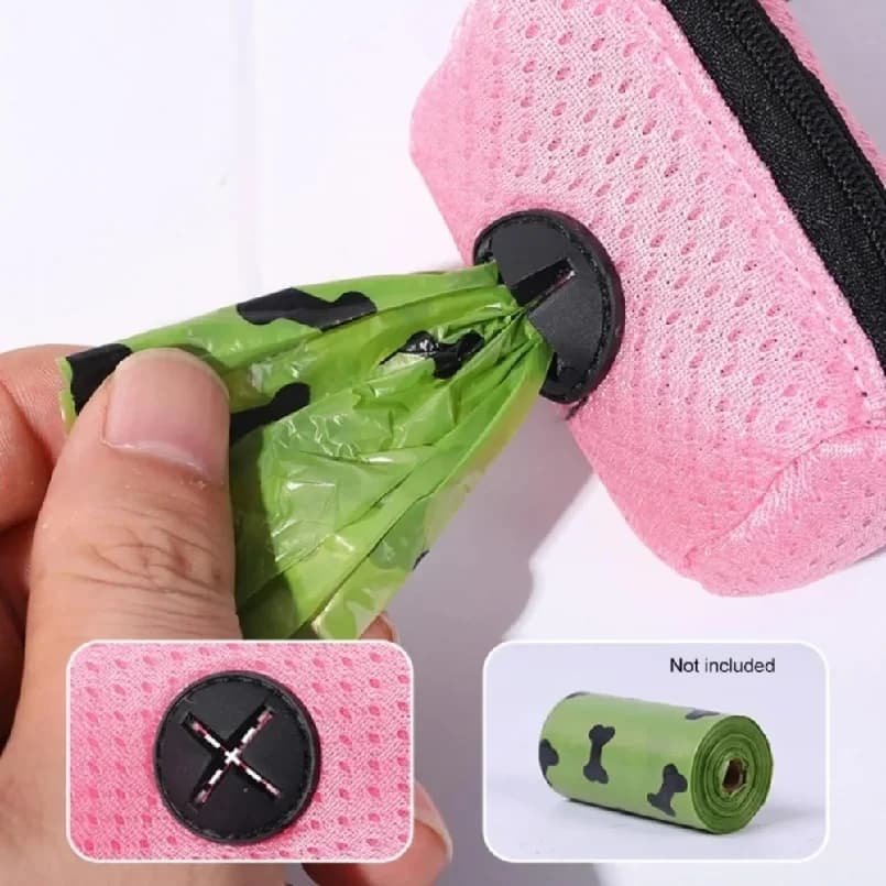 Portable Dog Poop Bag Holder, Leash Attachment Waste Bag Dispenser for Pet Outdoor Walking