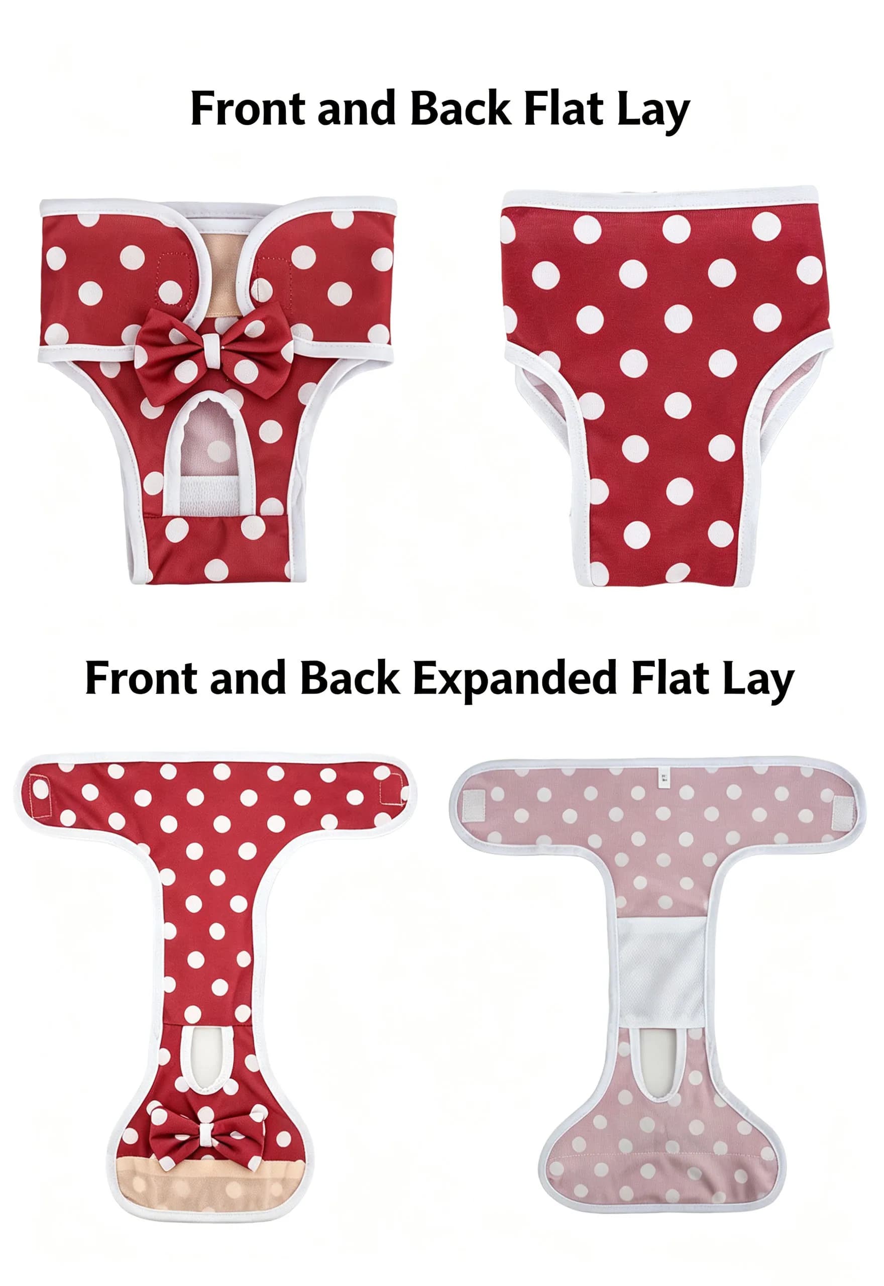 Cute Bow Dog Sanitary Panties Reusable Pet Menstrual Underwear With Disposable Dog Diaper Pads Washable Female Dog Heat Cycle Pa