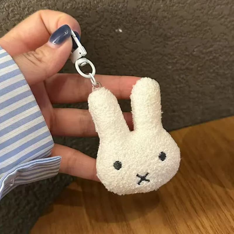Cute Mini Fluffy Miffy Plush Keychain Cartoon Rabbit Head Bag Pendant Studentsble Backpack Kawaii Anime Students Gifts