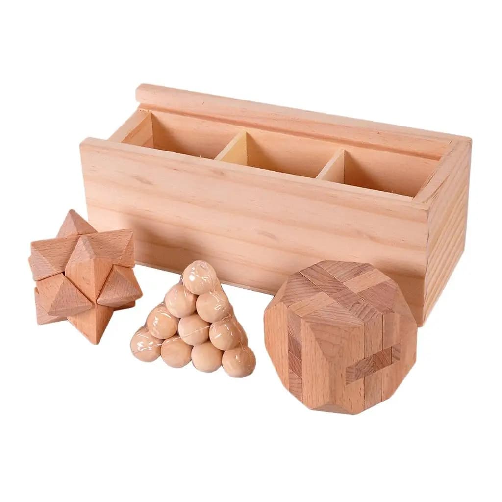 Wooden Luban Lock Intelligence Toy 3D Puzzle Brain Teaser Educational Cube for Adult Challenge