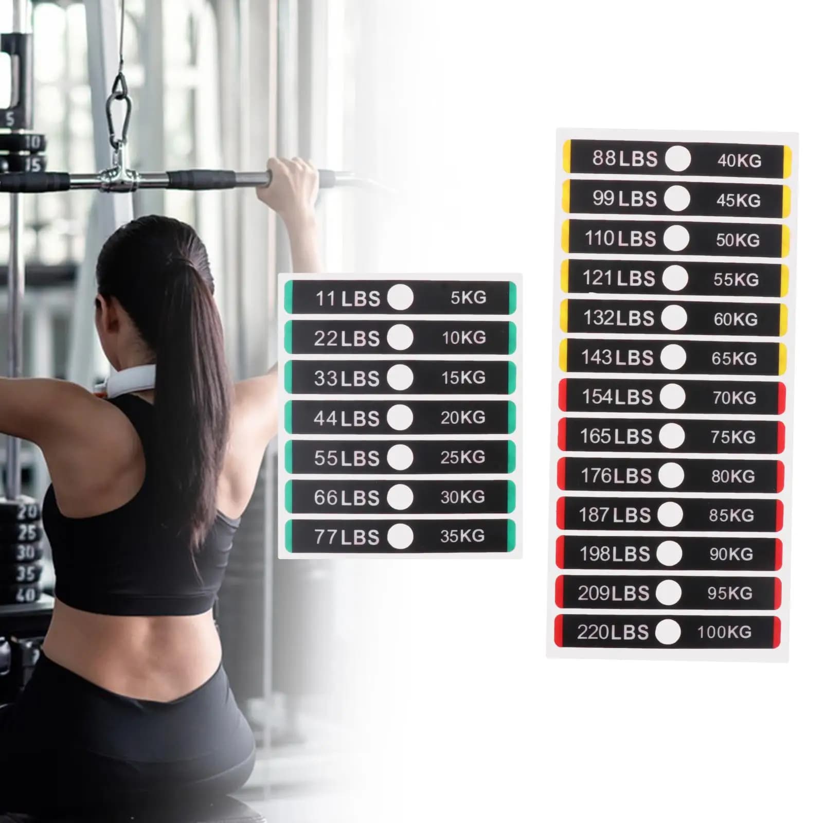 Weight stickers Self-adhesive weight plate labels Wall decals with numbers Fitness equipment accessory for gym workout
