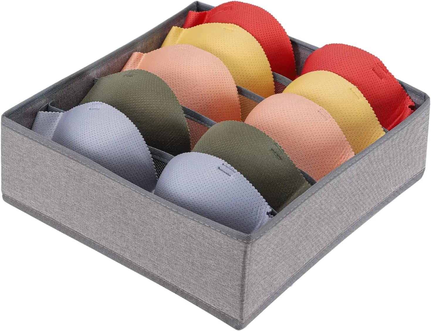 5 Cell Foldable Underwear Drawer Organizer for Bras, Socks, Closet Storage, Grey