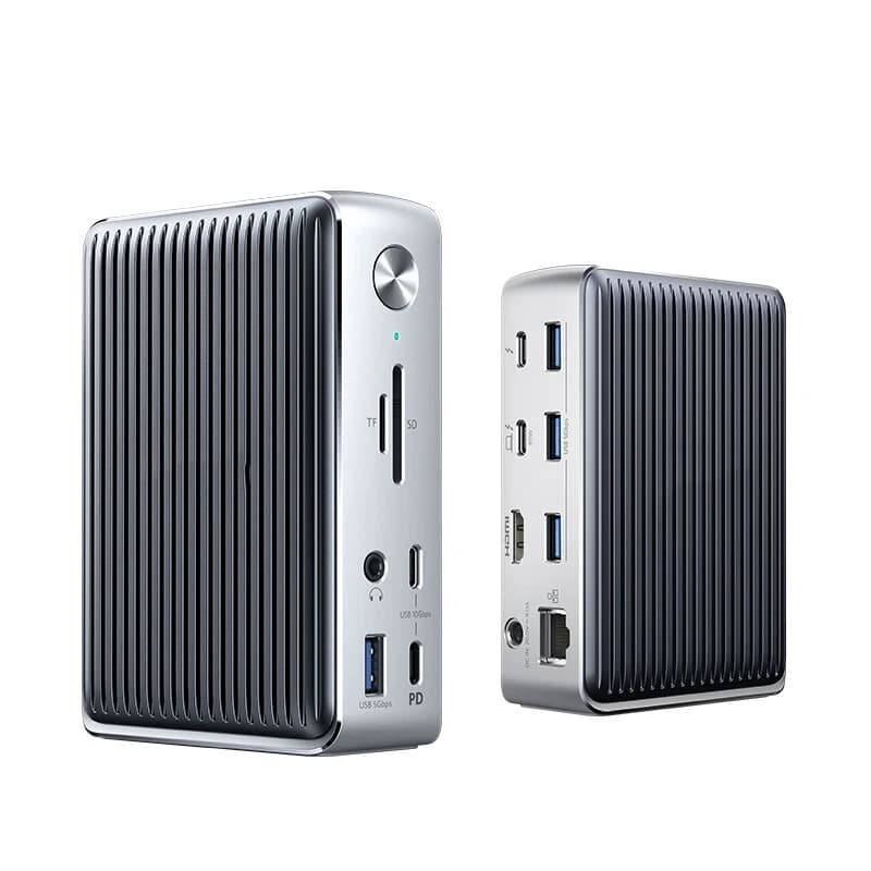 Docking Station 13-in-1 con Supporto per Ricarica Rapida PD, Uscita Display Doppia 4K, Trasferimento Dati USB-C 10Gbps, Porta Thunderbolt 3, 4K@60Hz