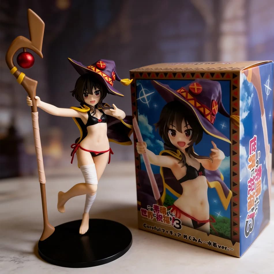Statuetta Konosuba Megumin Great Mage in Costume da Bagno, 24 CM Statuetta Anime Ragazza Bellissima, Modellino da Collezione, Decorazione da Scrivania, Regalo di Compleanno