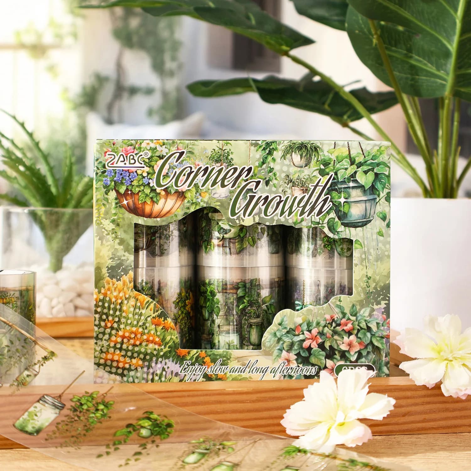 Corner Spring Life Theme Boxed Tape Single Design Scrapbook Decoration Supplies DIY Collage Diorama Creative Artistic Set