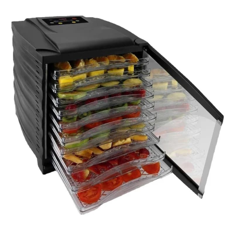 Essiccatore per Alimenti, Macchina per Frutta e Verdura Essiccata, Disidratatore per Frutta a 10 Ripiani in Acciaio Inox, Voltaggio Multi-Paese