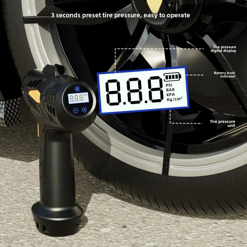 Pompa d'Aria Portatile Wireless per Auto, Gonfiatore Elettrico per Pneumatici di Auto e Biciclette