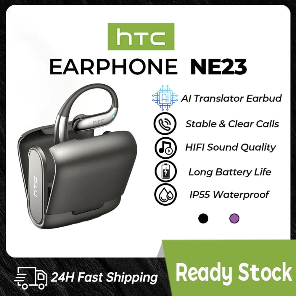 Open Ear Bluetooth Earphones HTC NE23 Translate Earbuds With Mic HD Call IPX5 Waterproof Hi-Fi Stereo Sound HTC Mobile Phone
