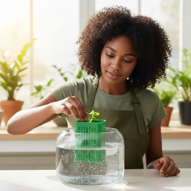 Vaso per piante acquatiche in plastica, cestini per piante, supporto per piante acquatiche con ventosa e gancio, decorazione per acquario, 1 pezzo