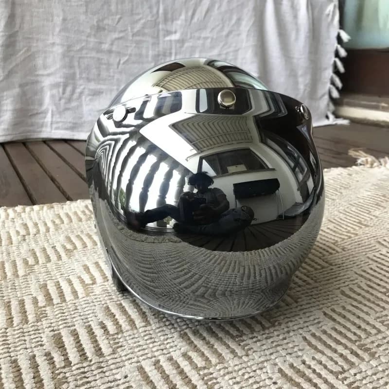 Mirror Silver Chrome Motorcycle Open Face Men Women Casco Vintage Scooter Jet Retro Helmets Pare Moto Para CE DOT