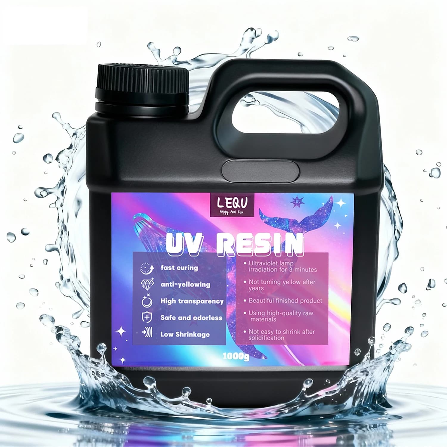 Resina UV da 1000 g Resina epossidica per curare UV dura cristallina, Resina UV con formula aggiornata, Kit di colla ad attivazione solare Resina trasparente,