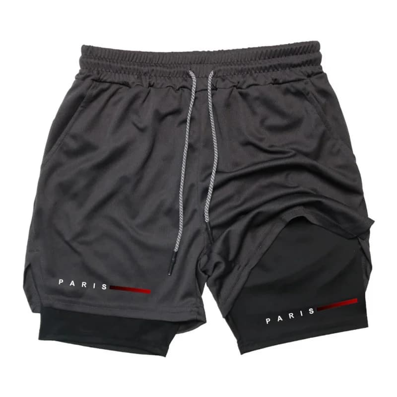 2026 Men Running Shorts 2 in 1 Double-deck Sport Sportswear Gym Fitness Short Pants Training Jogging Bottom Men's Clothing
