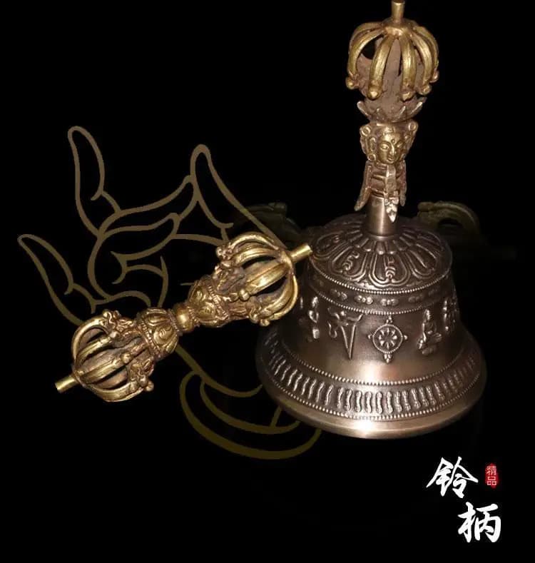 Tibet Tibetan Vajra bell six-syllable mantra buddha bell vajra bell Statue Ornament Desktop Decor Figurines