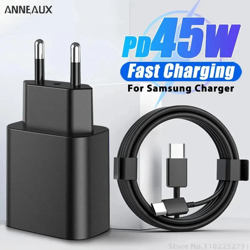 45W Fast Charging For Samsung USB C Charger PD Quick Charge 3.0 Wall Charge For Galaxy Plus USB Type C Cable Mobile Phone Charge